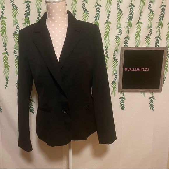 Size 8 Stretch Ann Klein Black Blazer A2 - Picture 1 of 6